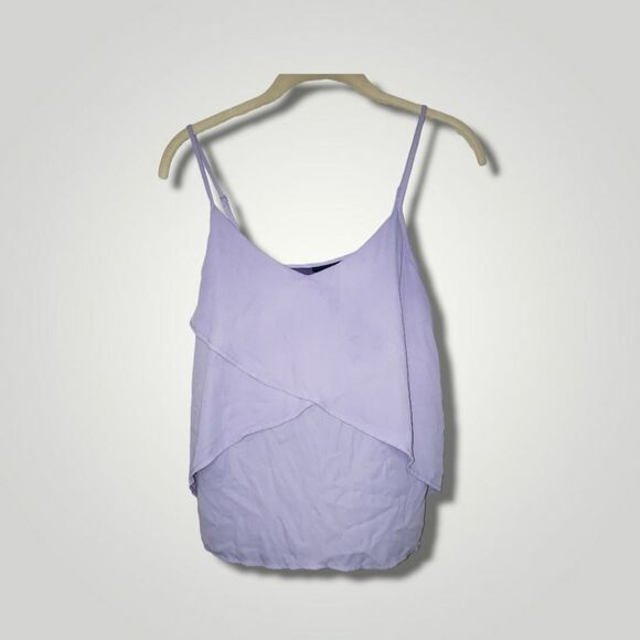 Kaari blue Up Cycled lavender ruffle flowy blouse tank top Small - Picture 2 of 6